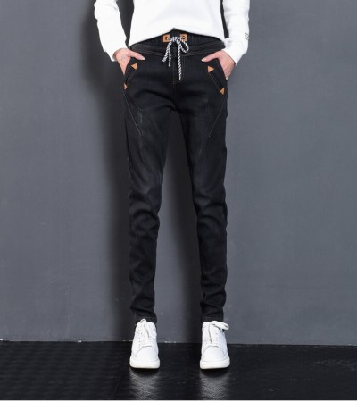 Elastic Waist High Waist Jeans Women's Spring and Autumn Korean Style Skinny Pants Loose Slimming Pants 2021 New Harlan Trousers