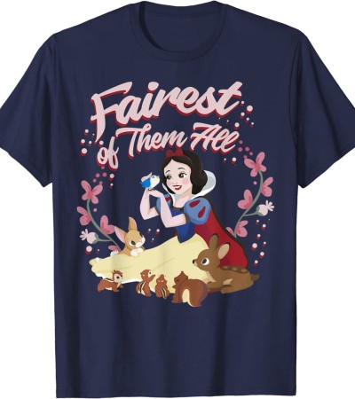 Cartoon Snow White and the Seven Dwarfs graphic cotton O-neck T-shirt for men
